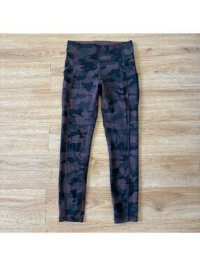 Lululemon Athletic Invigorate HR Tight Yoga Pants 25” Camo Brown Women’s Sz 6